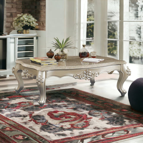 Marble Champagne Wooden Coffee Table