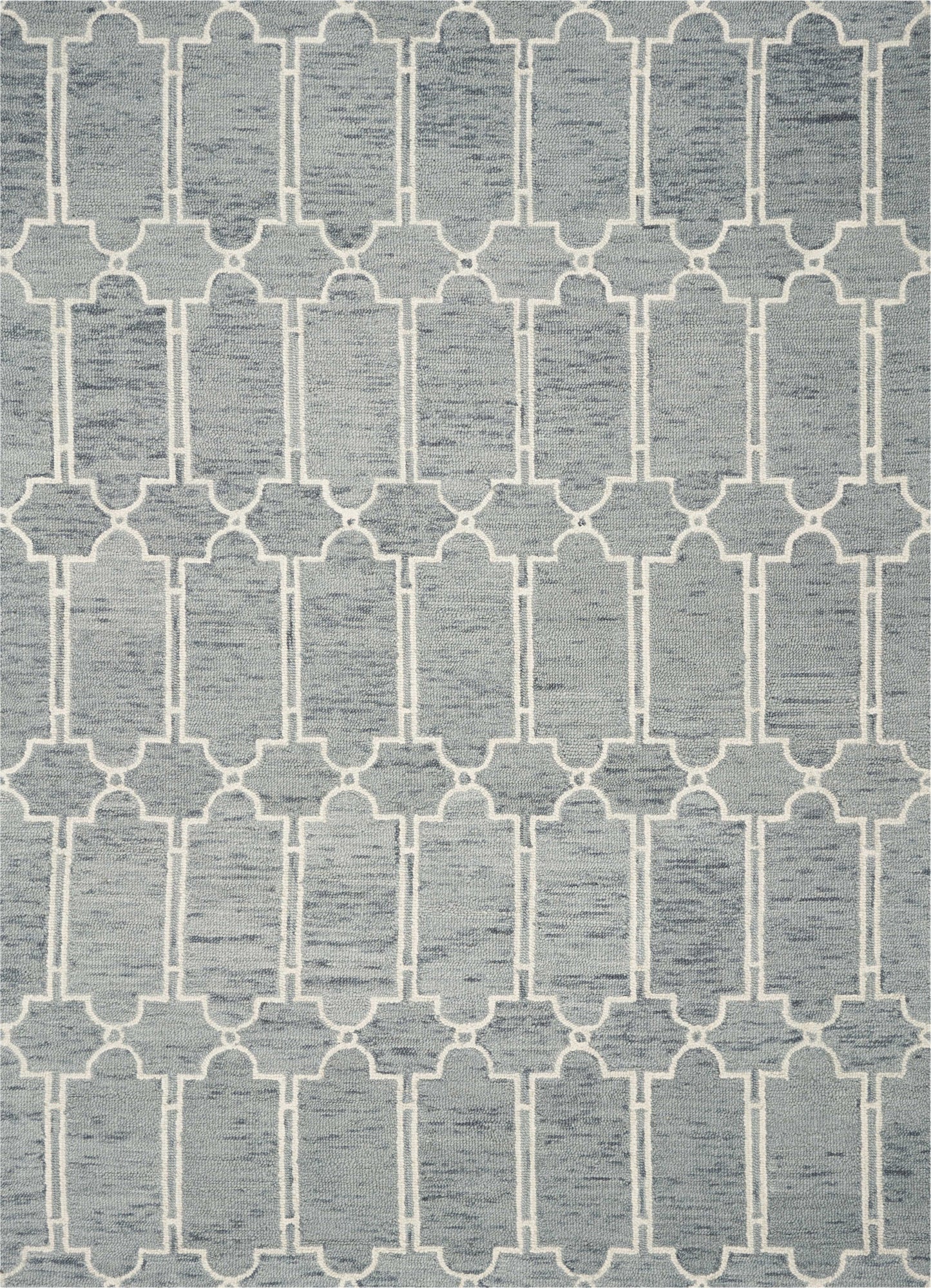 Slate Blue Hand Tufted Geometric Indoor Area Rug