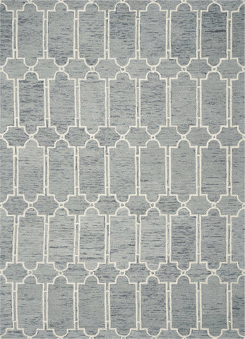 Slate Blue Hand Tufted Geometric Indoor Area Rug