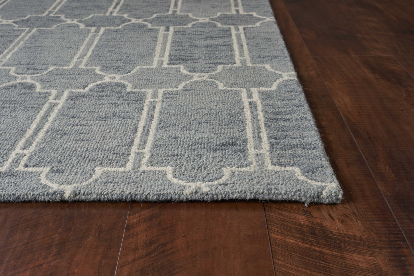 Slate Blue Hand Tufted Geometric Indoor Area Rug