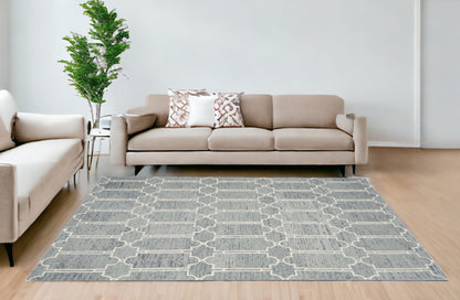 Slate Blue Hand Tufted Geometric Indoor Area Rug