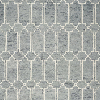 Slate Blue Hand Tufted Geometric Indoor Area Rug