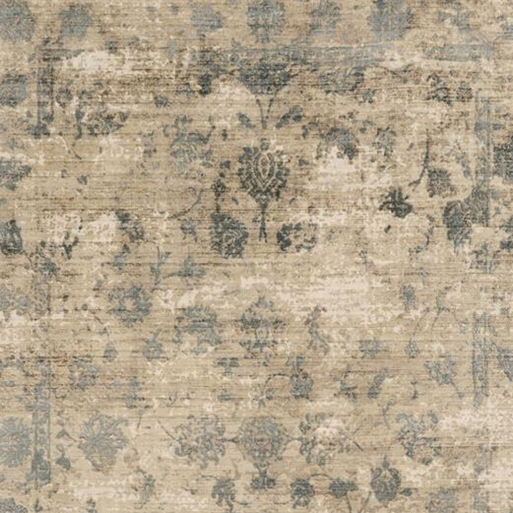 Sand Blue Floral Rug