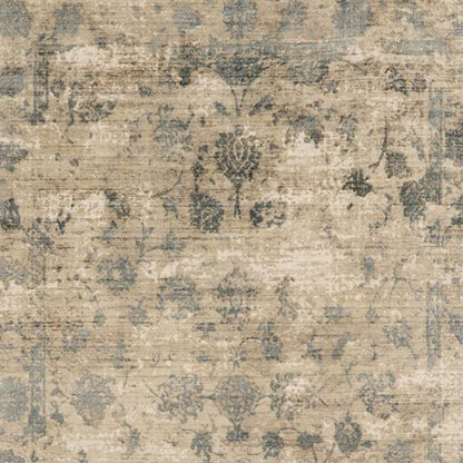 Sand Blue Floral Rug