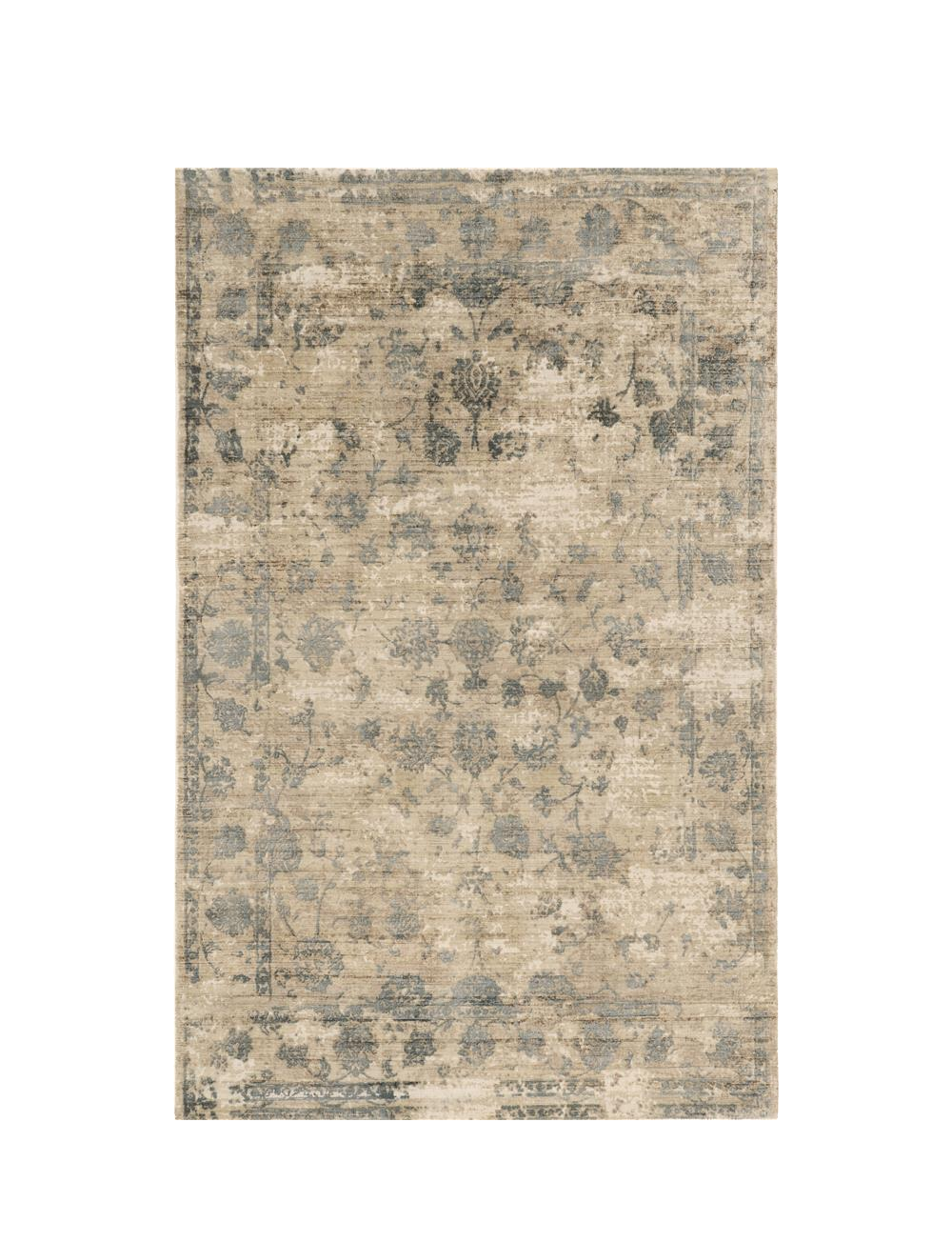 Sand Blue Floral Rug