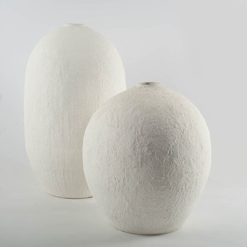 Textured White Ceramic Vase