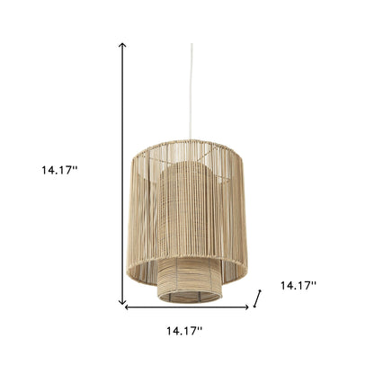 Natural Cane Cylindrical Hanging Pendant Light