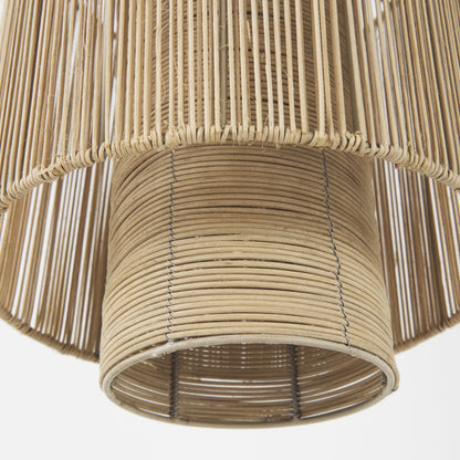 Natural Cane Cylindrical Hanging Pendant Light