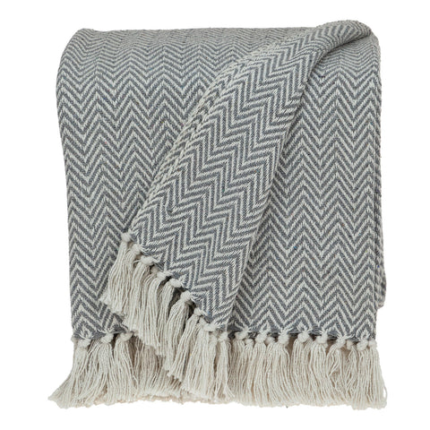 Handloomed Dark Gray Cotton Throw Blanket