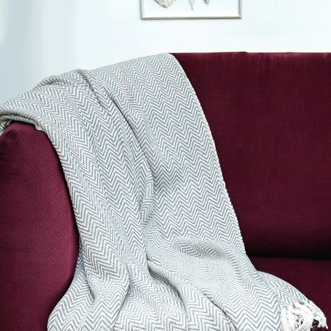 Handloomed Dark Gray Cotton Throw Blanket