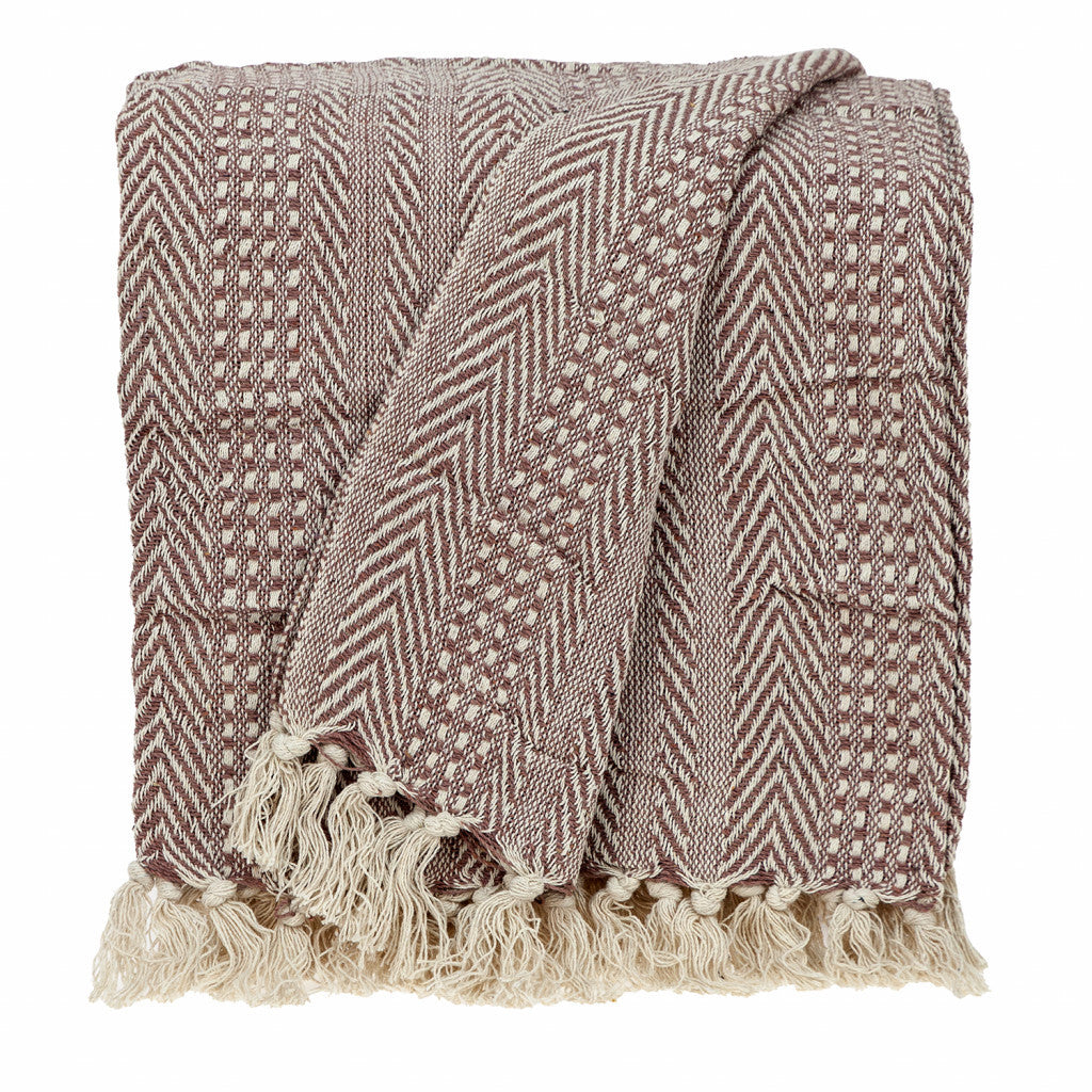 Brown and Beige Woven Herringbone Handloomed Throw