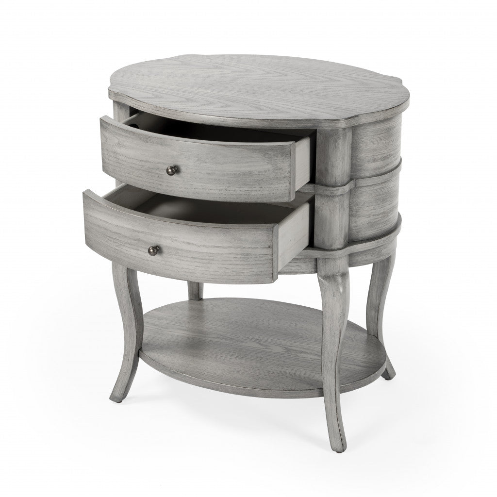 Rustic Oval End Table with Storage