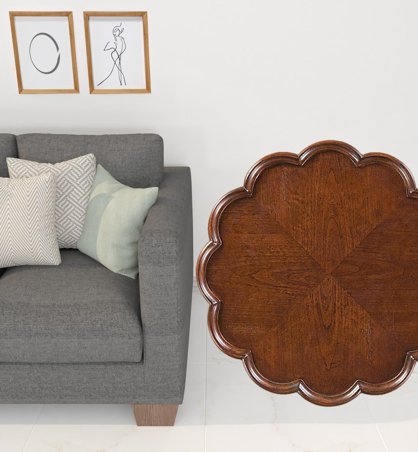 Rustic Oak Round End Table